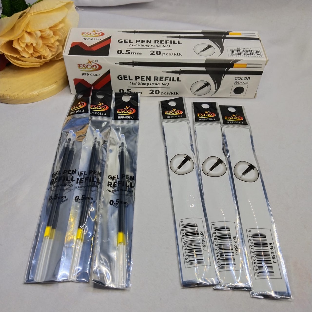 1 Pak (20 pcs) Refill Isi Ulang Pulpen Gel Lancip Mata Jarum 0.5mm Hitam / Gel Pen Refill / Isi Pulpen / Keep Blessing