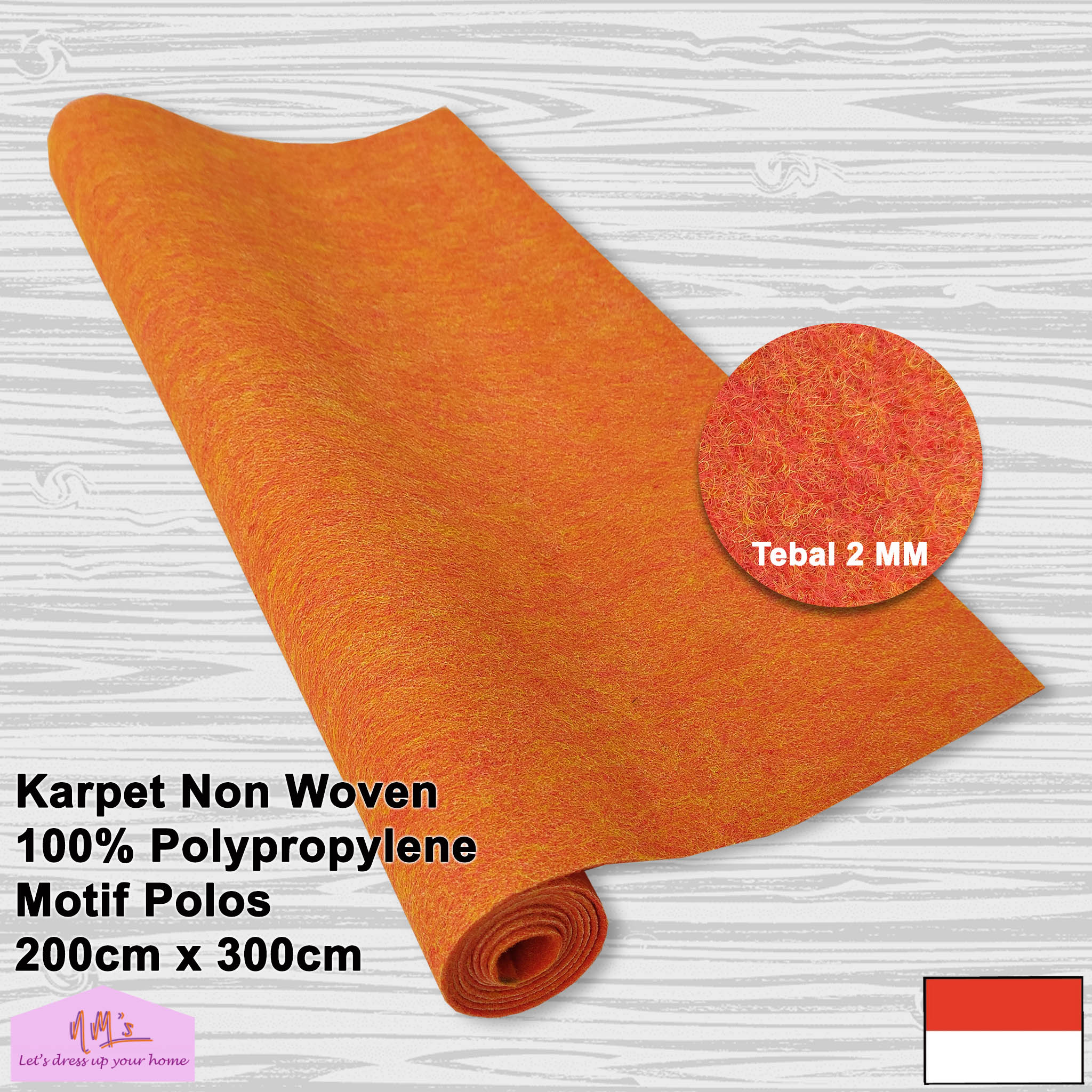 Karpet non woven lantai brudu bludru polos alas kasur duduk masjid mesjid mushola pameran panggung jumbo 200 cm x 300 cm - NMs