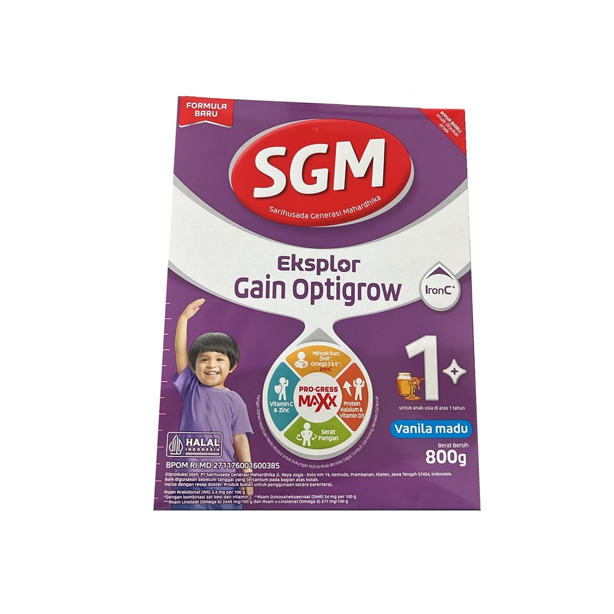 SGM Eksplor Gain Optigrow 800 g Vanila Madu - Susu Pertumbuhan