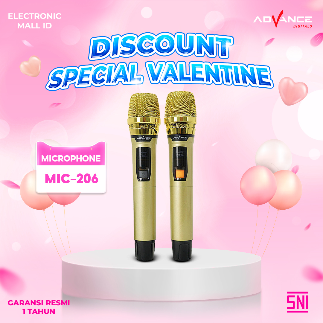 Mic Karaoke Wireless ADVANCE MIC-206 Dual Set Baterai Tunggal Type-C dengan Garansi 12 Bulan & Free Ongkir