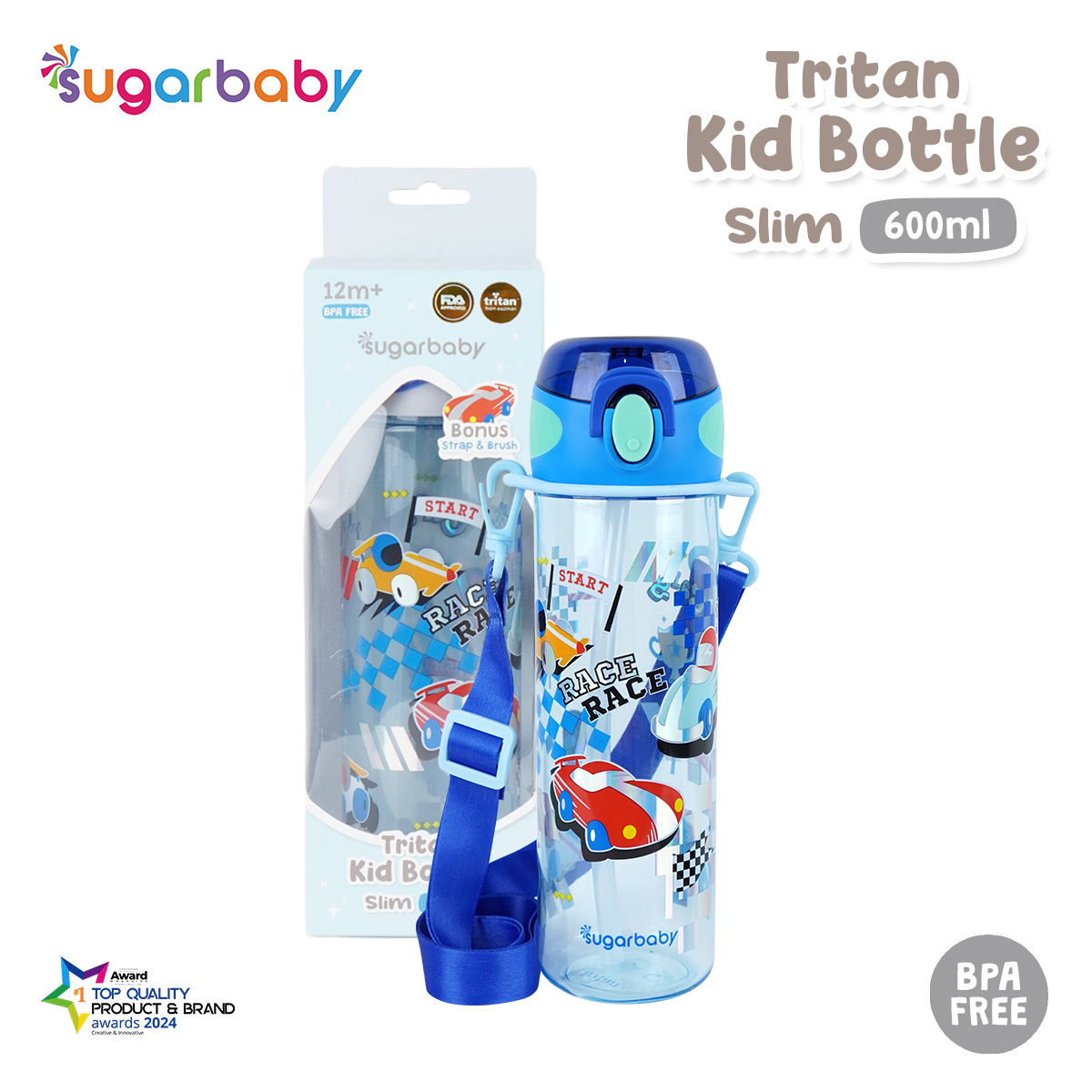 Sugarbaby Tritan Kid Bottle Slim 600ml / Botol Minum / Botol Minum Anak