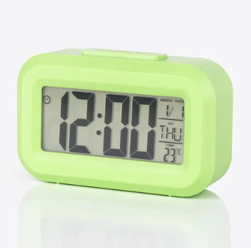 Weker Jam Meja Tidur Kantor Kerja Digital LCD Display Pintar Smart Alarm Clock Portable Persegi Beker Kecil Mini Minimalis Desk Clock 12 AM PM 24 jam Kalender Suhu Thermometer Celcuis Sensor Cahaya Kamar Tidur Snooze Temperature Bangun Cerdas ST8020 Time