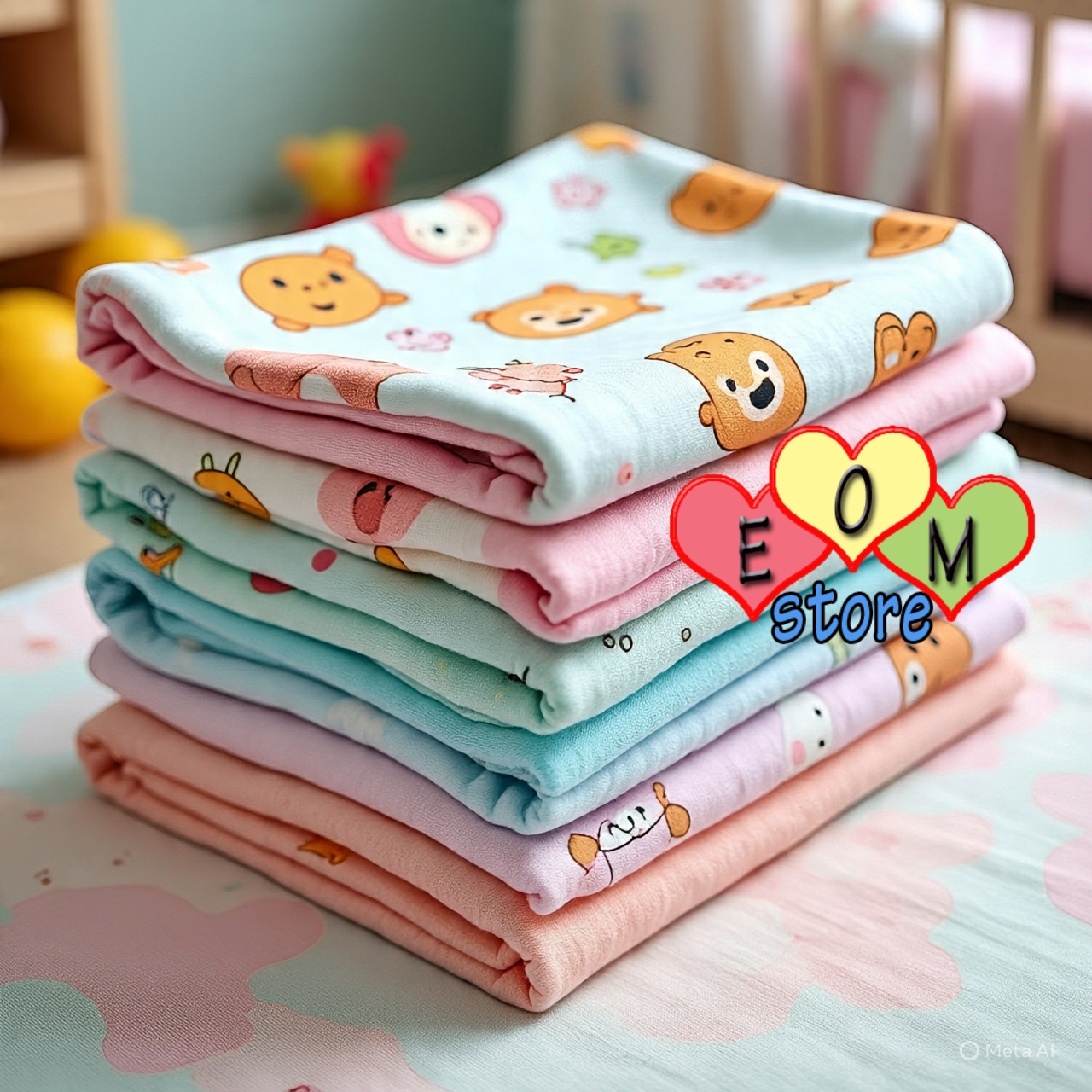 1 LUSIN / 6 PCS kain bedong bayi 90x110 cm. bahan flanel halus dan lembut motif lucu - pernel bayi
