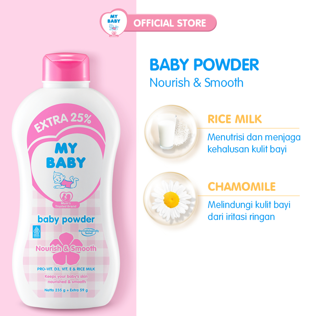 My Baby Bedak Bayi Pink 450gr - MYBABY Powder Sweet Floral 450 gr