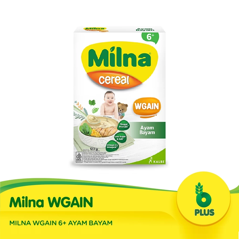 Milna Wgain Bubur Bayi Bebas Gluten 6+/8+ - Untuk 6 Bulan/8 Bulan