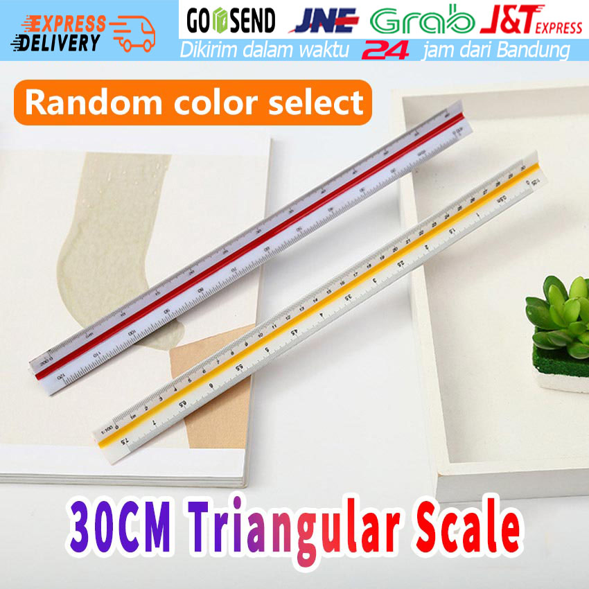[Ready Stock] 30cm Penggaris Skala Segitiga Aluminium Multifungsi Arsitek Tek Furniture Design Insinyur Teknik Sipil Menggambar Kerja 1:20 1:500 Triangular Ruler