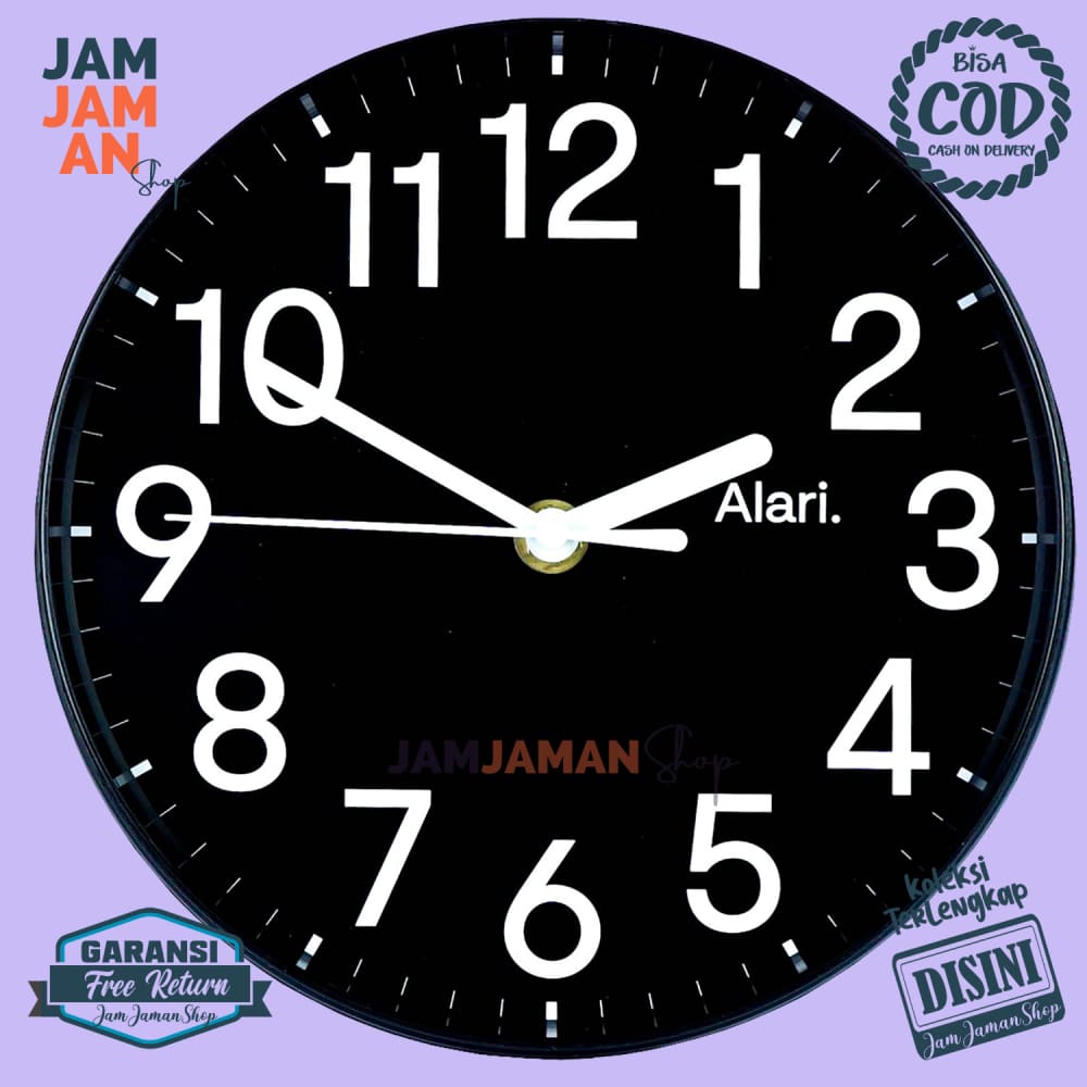 Jam Dinding Analog Minimalis Hiasan Kamar Minimalis Minimalis AL1113-1088 Unik Hitam Modern TANPA KACA