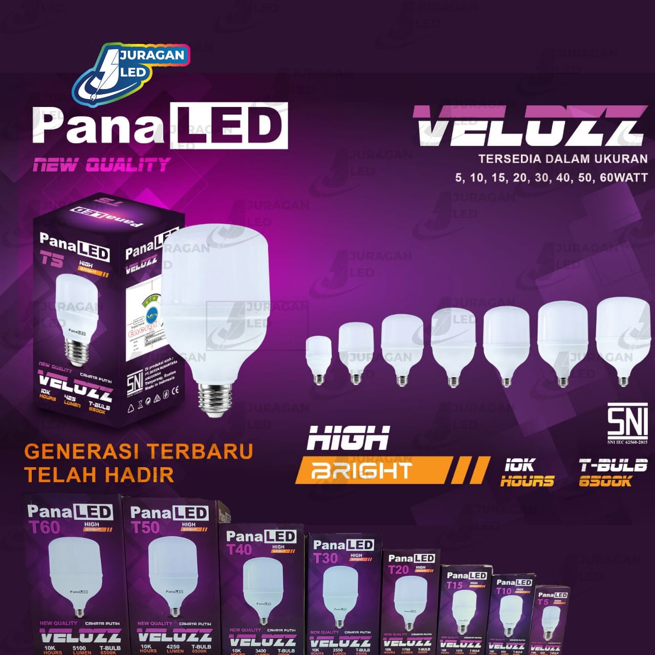 Lampu Led PANALED VELOZ 5w - 60w Cahaya Putih Lampu Led Bulb SNI