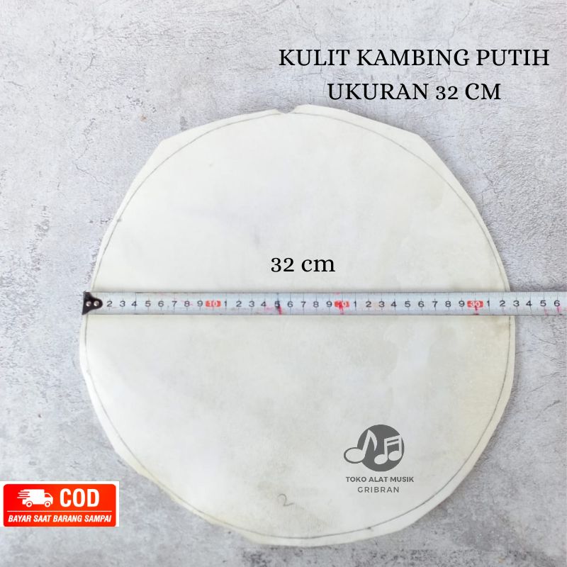 Kulit kambing Lingkaran 32cm Warna Putih Sperpat Ketipung Rebana Hadroh Banjari berkualitas dut Gendang mainan anak