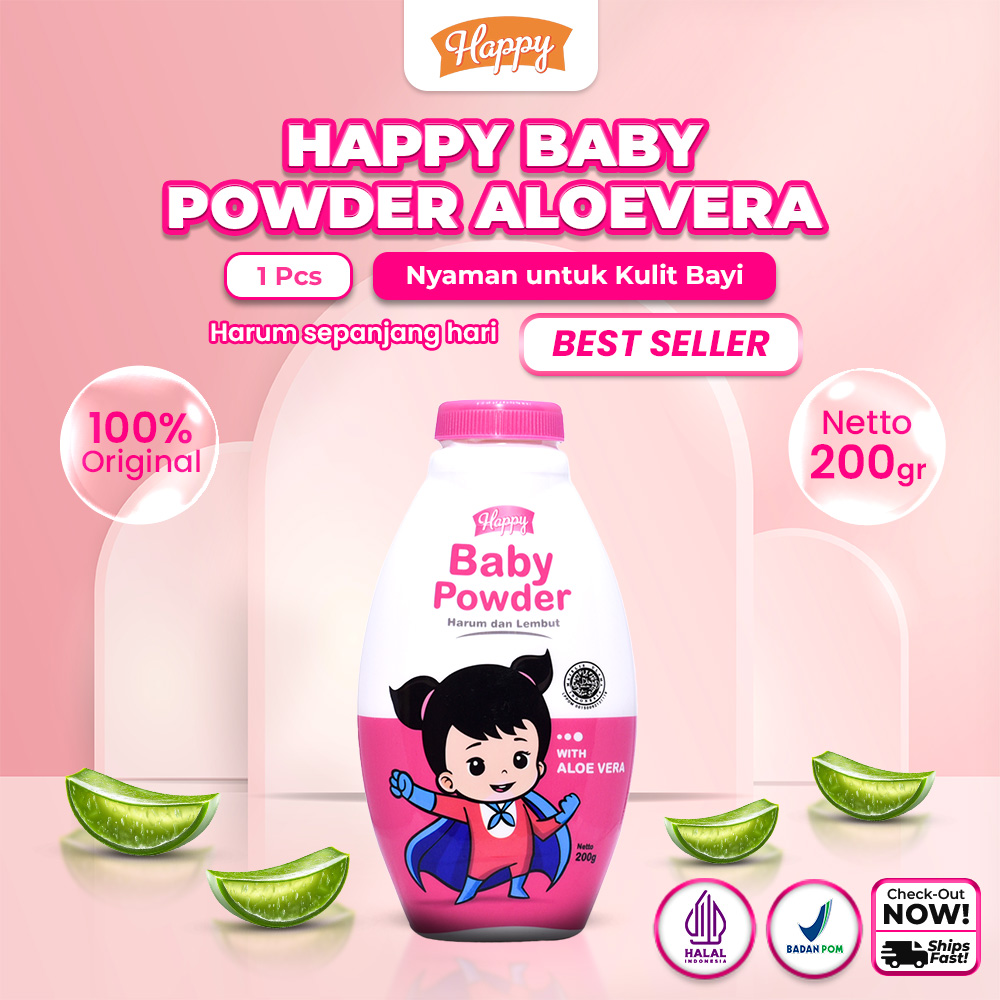 Lovana Happy Baby Powder Aloe Vera 200gr - Bedak Untuk Perawatan Kulit Bayi | Sudah Halal & BPOM