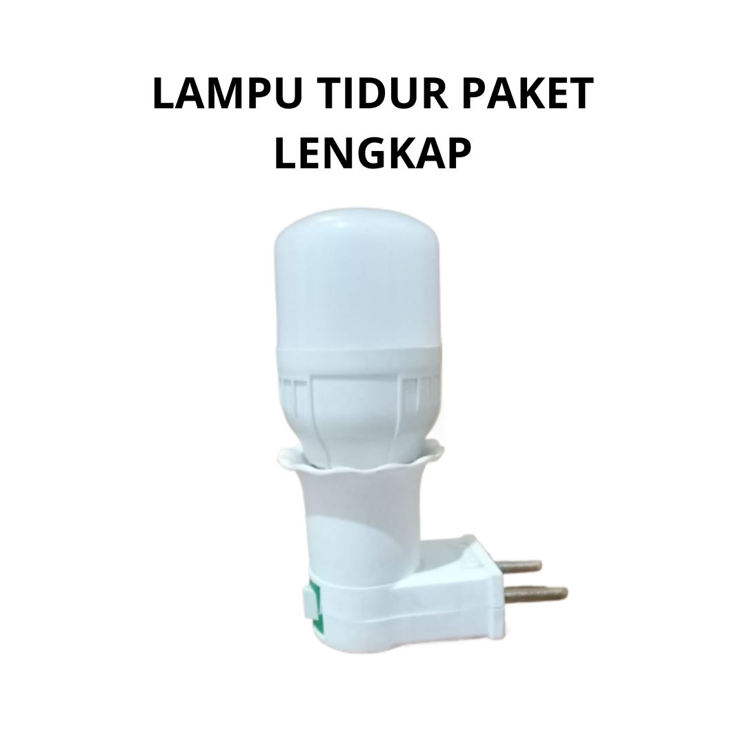 Lampu Tidur Kamar Colok Listrik 5w Putih Plus Fitting Colok Saklar