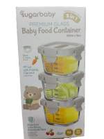 SugarBaby Premium Glass Jar Baby Food Container 3 pcs Bayi Silicone Lid & Plastic Lid