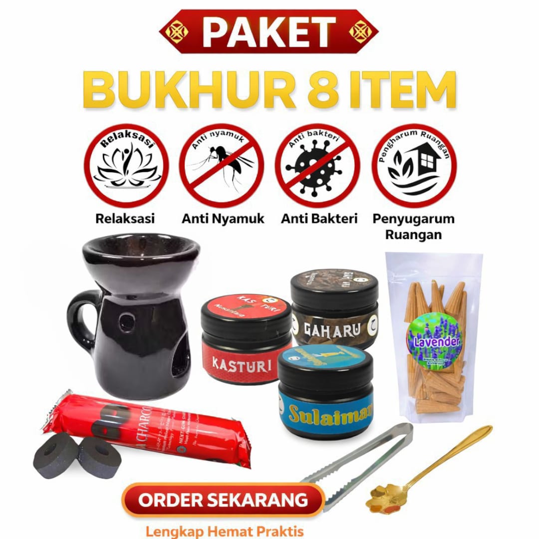 Paket lengkap bukhur 8in1 wadah buhur keramik bakhoor gaharu dupa kerucut asap bawah aromaterapi