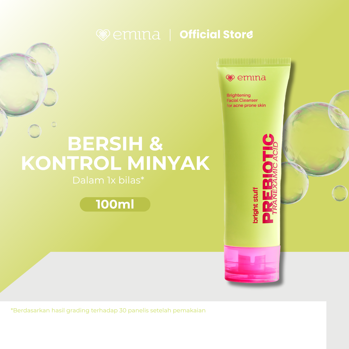 NEW! Emina Prebiotic Tranexamic Acid Brightening Face Wash for Acne Prone Skin 50ml 100ml - Sabun...