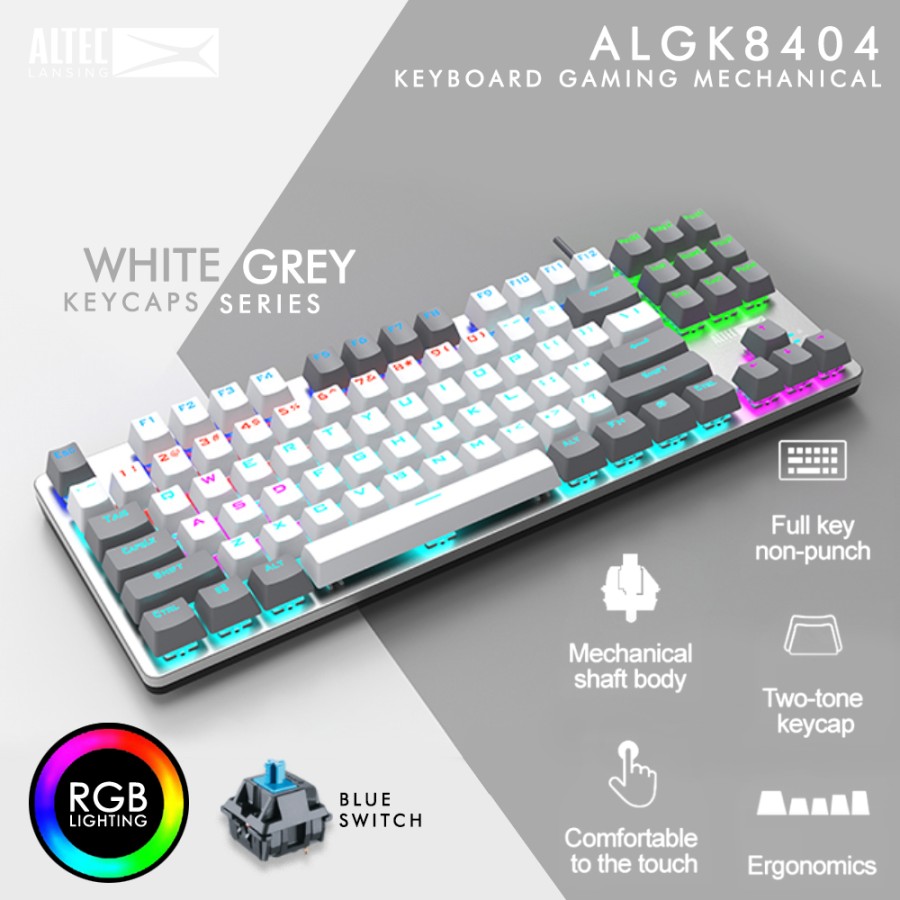 Keyboard Gaming Mechanical TKL Altec Lansing ALGK-8404 RGB Grey Edition