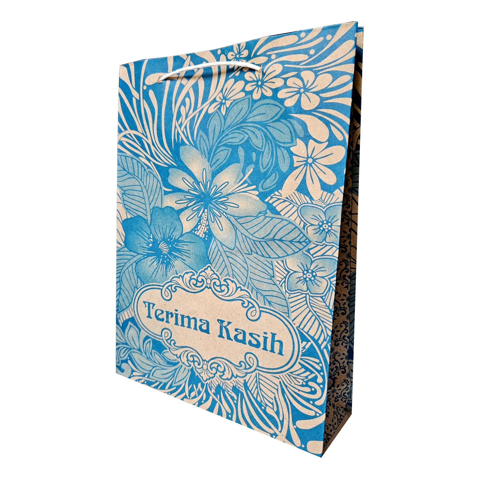 (Isi 50) Paper Bag Tas Kertas Kantong Kertas Hadiah Batik Elegan Motif Floral Warna Netral Ukuran 17x6x23 cm
