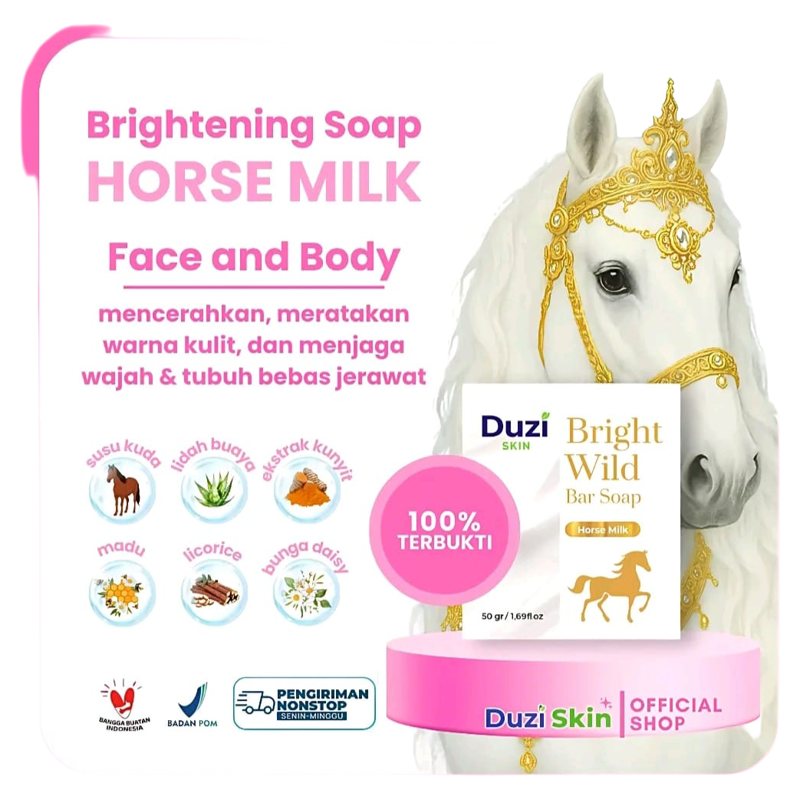 Duzi Skin Sabun Batang Pencerah Kulit & Anti-Aging dengan Susu Kuda - Paket Tunggal