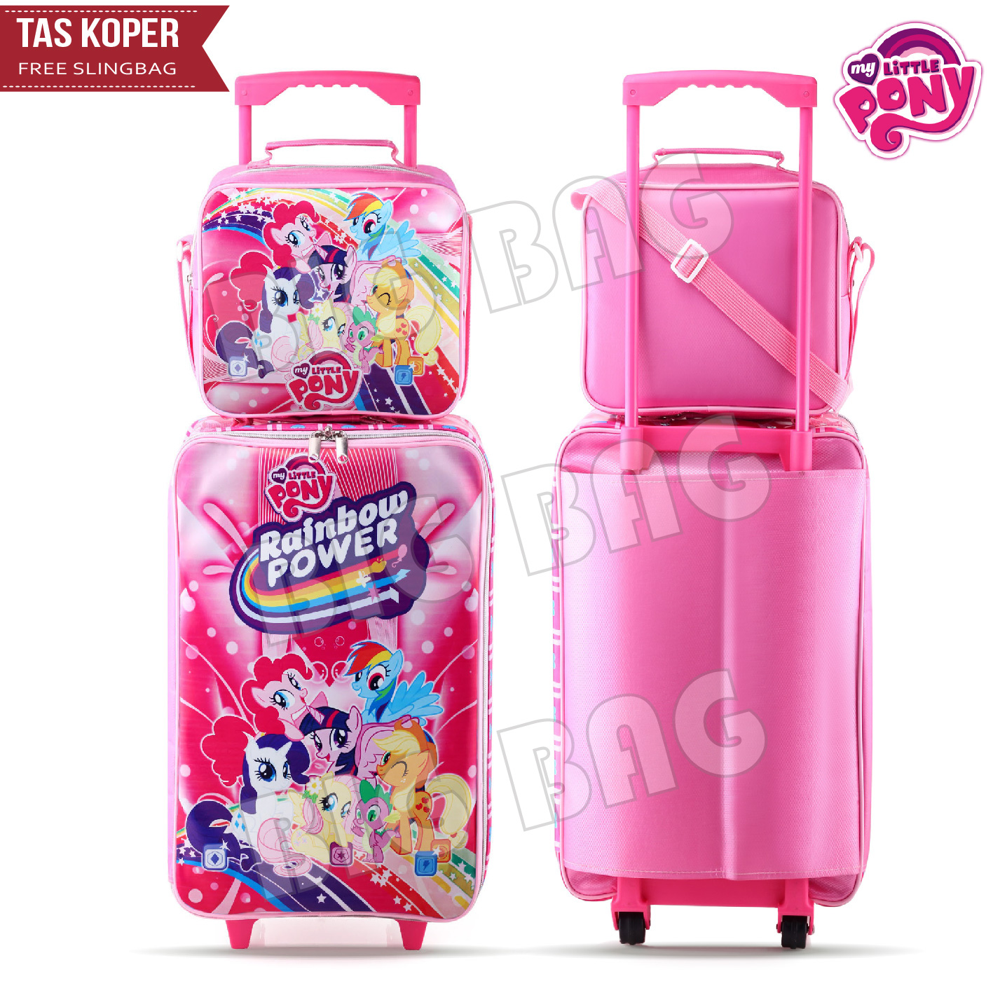 BIGBAG - Set Koper dan Lunch Bag Anak Bahan Sponge Tahan Air LOL SURPRISE - Little Pony - Labubu - Cinnamorol Koper Anak Gambar Karakter Anak Perempuan Promo Diskon Termurah Terlaris Terbaru Best Seller