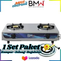 Kompor Gas 2 Tungku BMW Setenliss KUAT ANTI KARAT Bonus Selang Gas + Regulator  Setenliss 2 Tungku Terbaik
