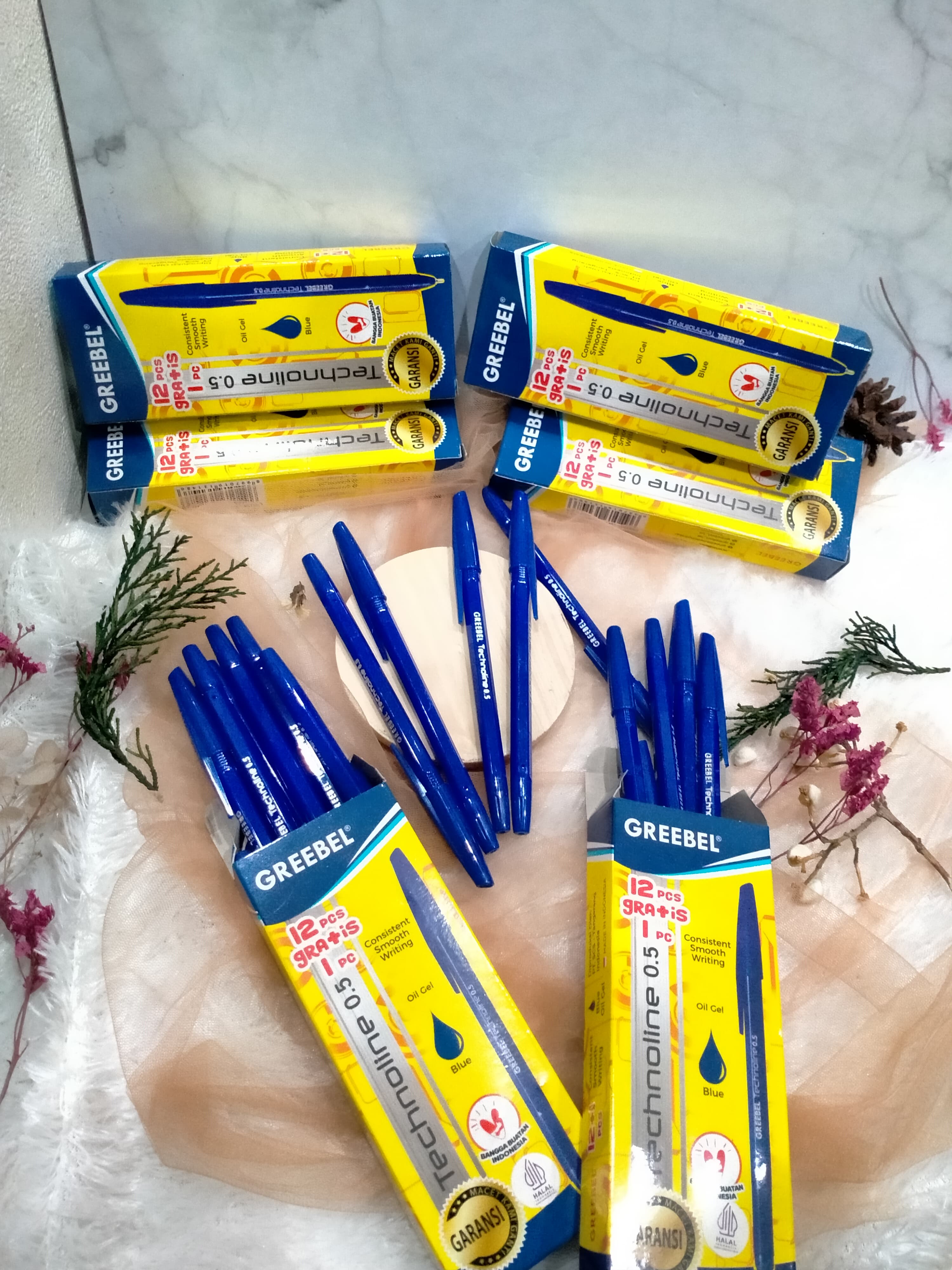 (ORIGINAL 100% INDONESIA ) PULPEN GREEBEL TECHNOLINE 05mm ( 1 pack isi 12 pcs + bonus 1 pcs )