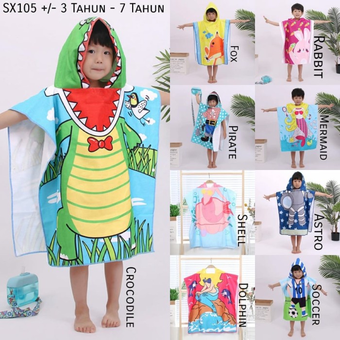 Handuk Hoodie Poncho Handuk Ponco Anak Karakter Hoodie Towel Kimono Handuk Renang Anak Tebal/ Handuk Ponco gramasi 250/ Handuk Hoodie /Handuk Murah /Handuk Ponco Karakter/ Handuk Anak