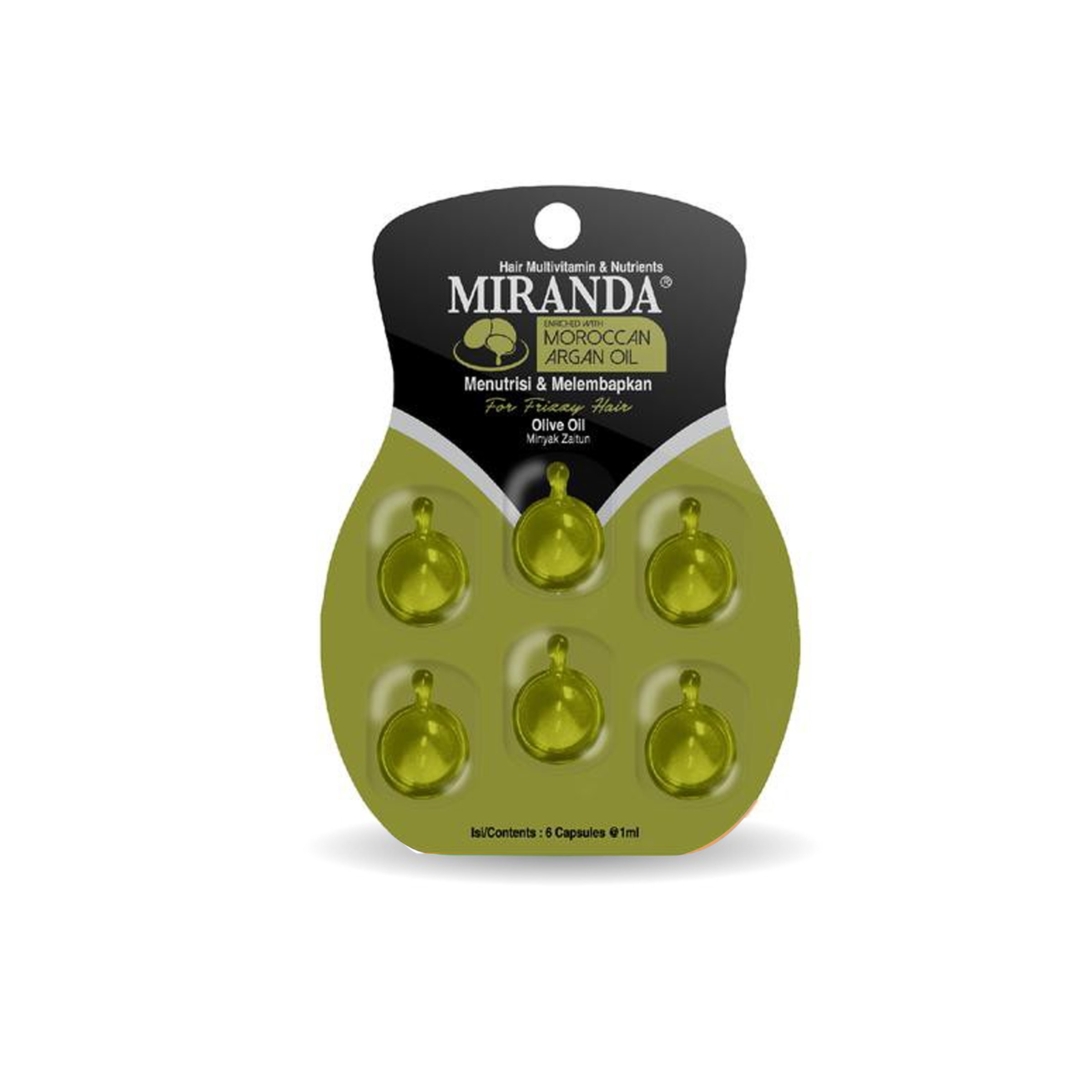 Miranda Hair Vitamin Blister - Olive Oil 6x1ml / Vitamin Rambut Minyak Zaitun