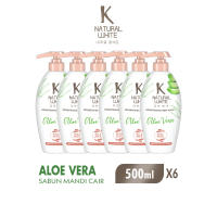 [Paket isi 6] K NATURAL WHITE Sabun Mandi Cair Aloe Vera Botol 500ml
