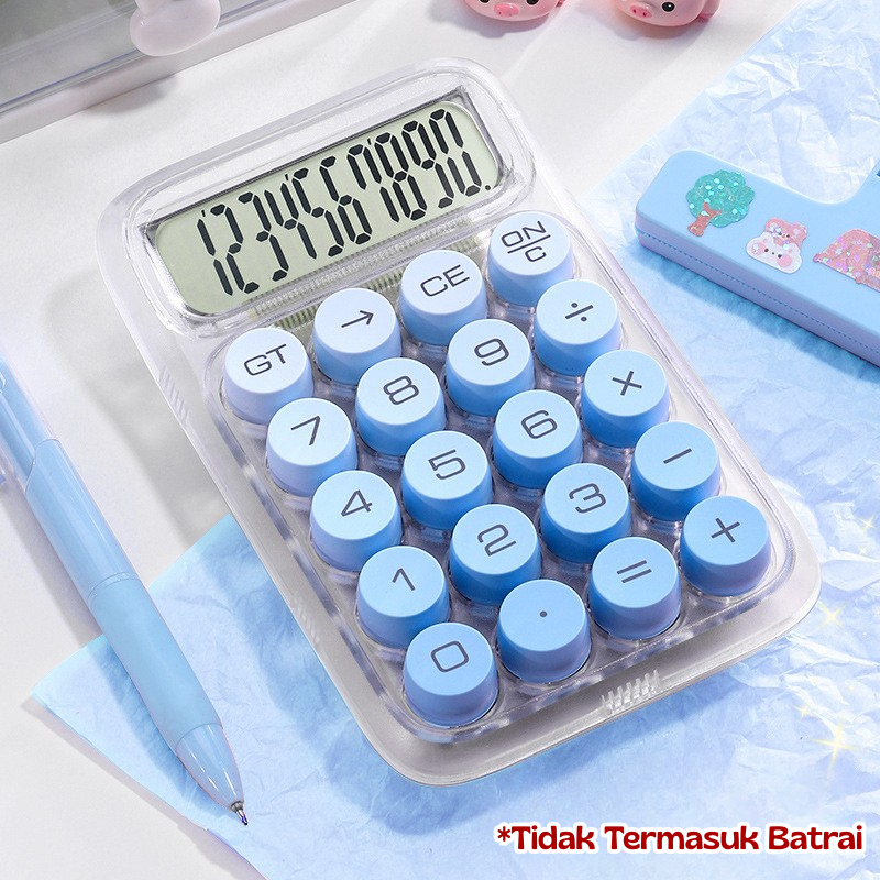 Kalkulator Model Transparan Mechanical Keyboard Kalkulator Akuntansi Alat tulis untuk pembelajaran siswa