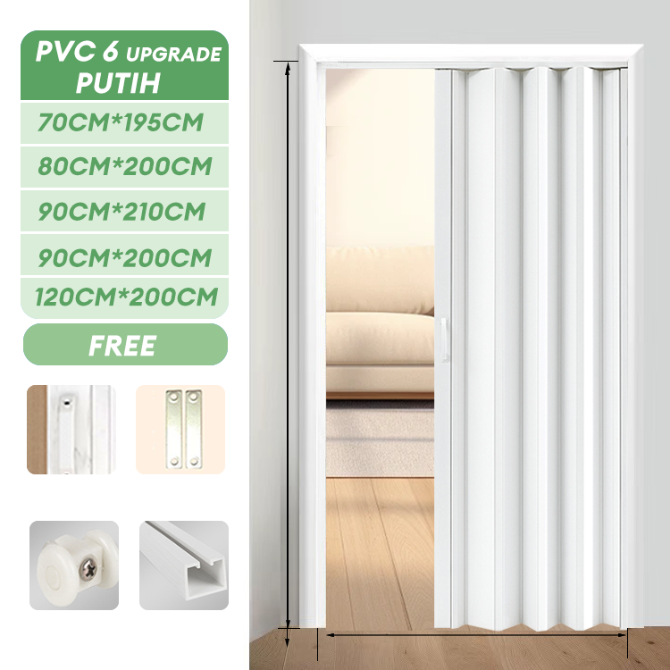 VIBE Pintu Lipat PVC / Folding Door PVC Tahan Air untuk Kamar Mandi & Dapur - Pembatas Ruang Minimalis Hemat Tempat Anti Rayap Mudah Dibersihkan Geser Halus
