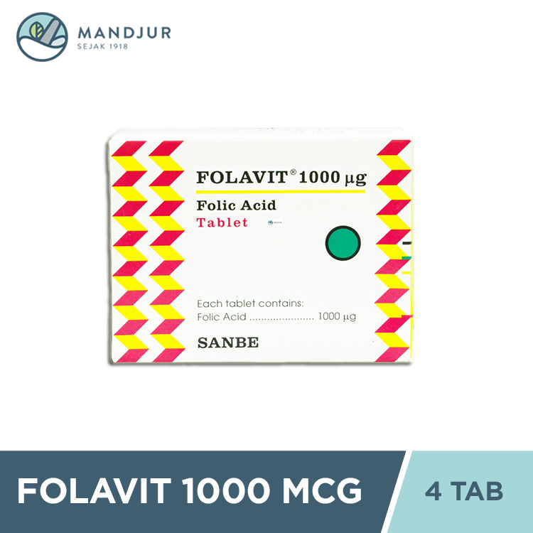 Folavit 1000 Mcg Strip 4 Tablet - Suplemen Asam Folat Ibu Hamil