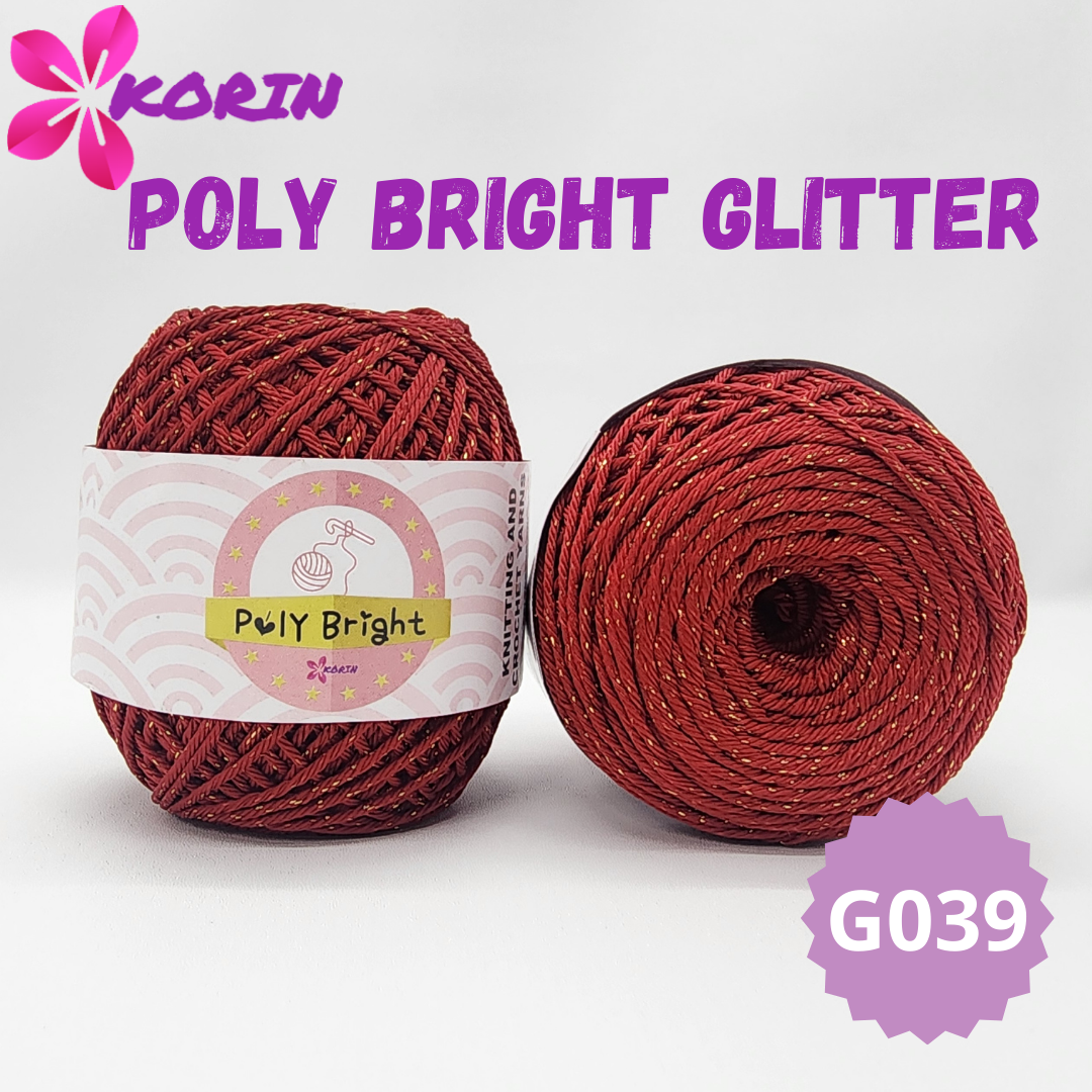 [100gr] Benang Rajut POLY BRIGHT GLITTER / Poly BLINK / Polyester / Benang Rajut Poli Kilap Glitter KORIN