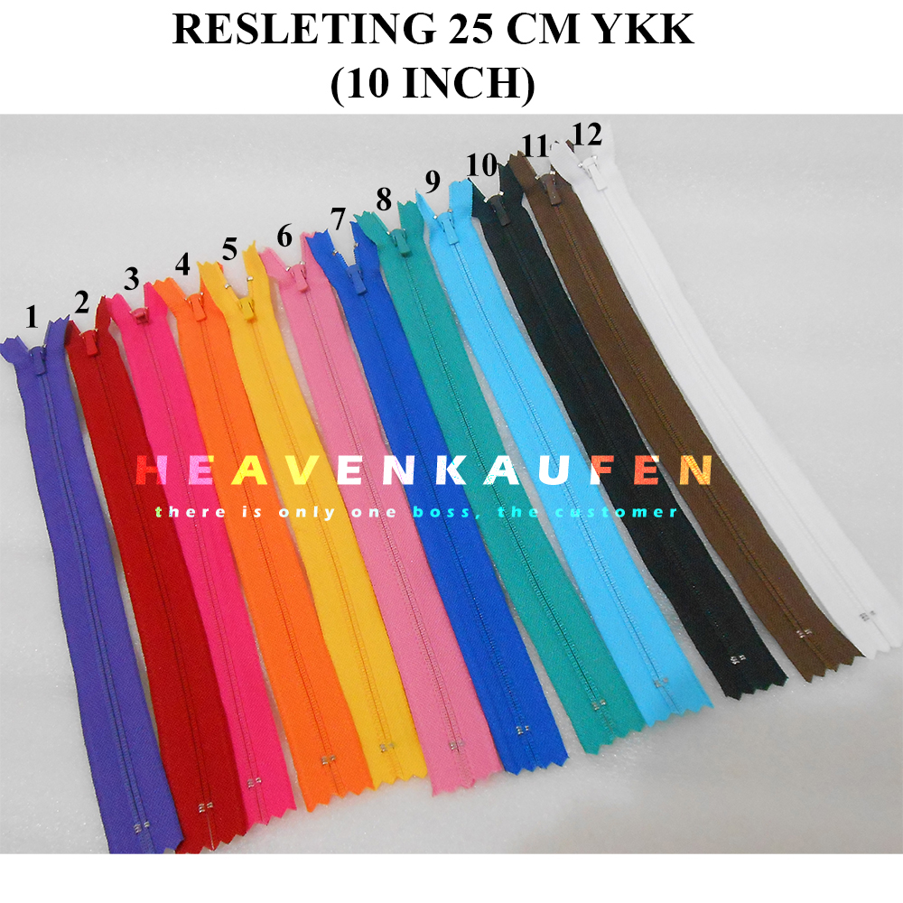 Resleting Zipper YKK LFC 25 cm (10 inch) Harga Per 2 Biji