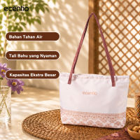 Ecentio Tas Jinjing Batik Kanvas - Elemen Motif Batik Indah Desain Portable (Pegangan & Tali Bahu) Cocok untuk Kantoran & Pelajar