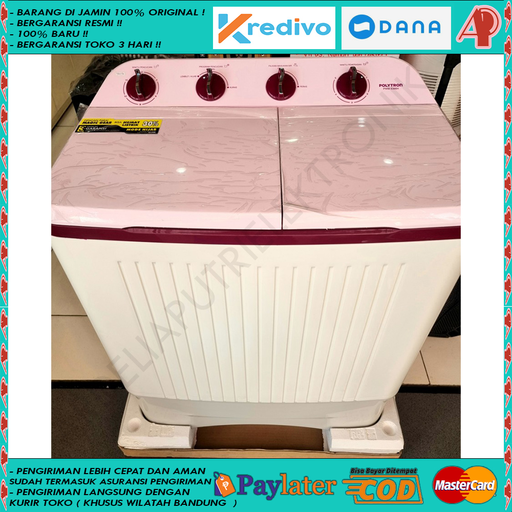 POLYTRON Mesin cuci 2 tabung 8 KG PWM-8366