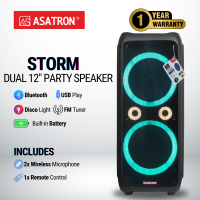 Asatron Storm Dual 12 Inch Bluetooth Party Speaker with 2 Wireless Microphone