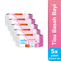 [Paket isi 5] [B1G1] Mitu Baby Wipes Fresh & Clean Pink 50s - Tisu Basah Bayi