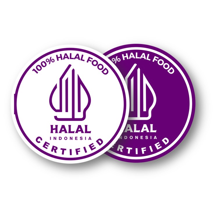 Stiker Halal Custom Warna-Warni Diameter 14cm untuk Food & Drink