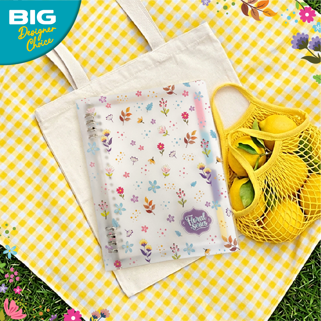 BIG Binder Note A5 Motif Floral Series Buku Catatan Aesthetic Semi Transparan Dengan Ring Spiral Dapat Dibuka BN-1111