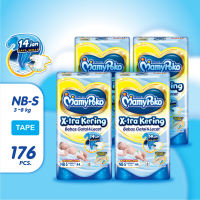 MamyPoko Tipe Perekat X-tra Kering Popok Bayi Baru Lahir NB-S44 x4 (3-8kg) isi 176 pcs [Karton]