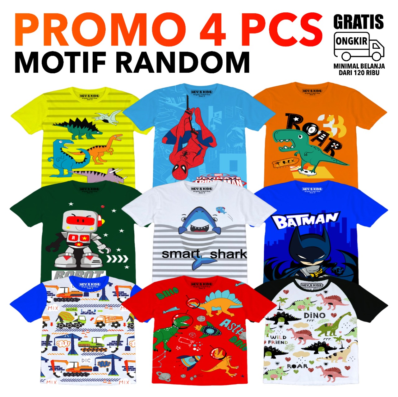 PROMO 4PCS KAOS ANAK KARAKTER SIZE 1-6T - BAJU ANAK LAKI LAKI - BISA BAYAR DI TEMPAT - FREE ONGKIR promo 4pcs kaos anak karakter size 1-6t – baju anak laki laki – bisa bayar tempat – free ongkir