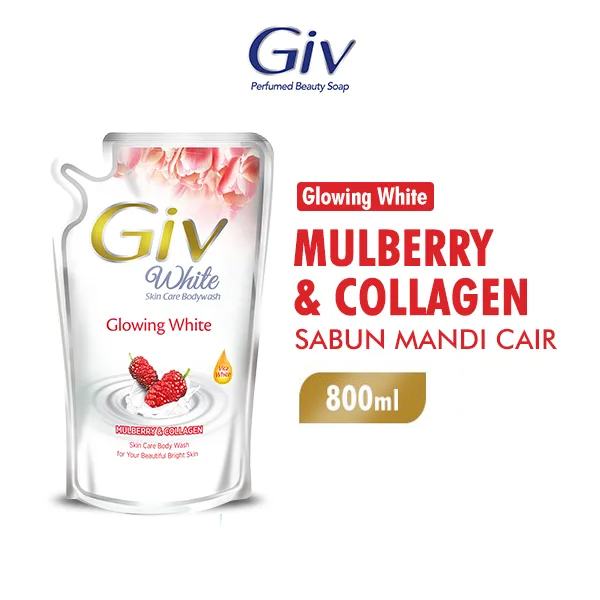 Giv White Sabun Mandi Cair Mulberry Pouch 800ml
