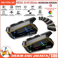 [Stok Lokal] GEARELEC GX10 Bluetooth 5.2 Helm Sepeda Motor Sistem Interkom 10 Pengendara IP67 Tahan Air Nirkabel BT Interphone Headset dengan FM Radio Berbagi Musik COD