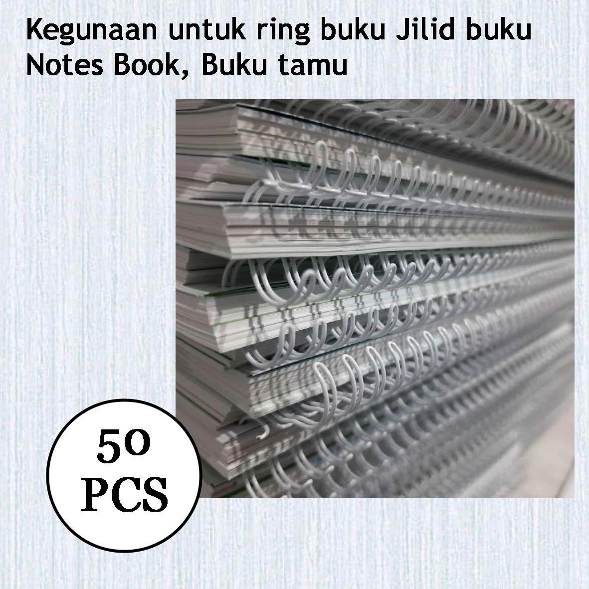 ISI 50 PCS KAWAT BESI SPIRAL / JILID KAWAT F4 1/4 pitch 3:1 RING KAWAT SPIRAL JILID BUKU / RING BESI