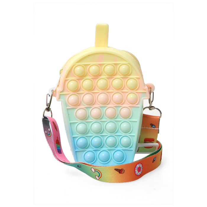 Hamlin Shane Tas Selempang Anak Wanita Sling Bag Pop It Desain Boba Rainbow Material Silicone ORIGINAL - Yellow