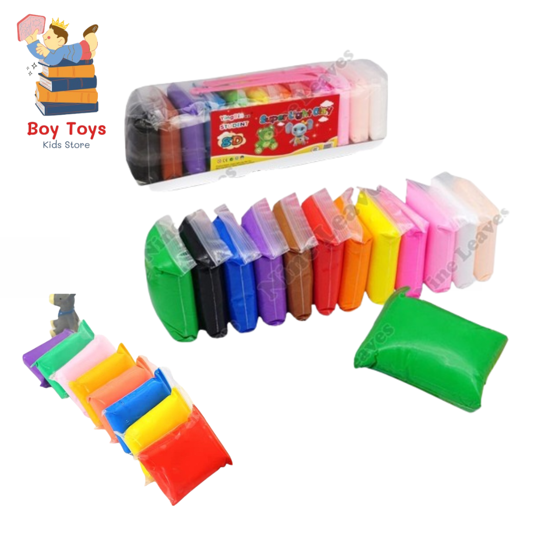 Mainan Edukasi Anak Plastisin Lilin Mainan Clay Polymailer Isi 12 Pcs Free Pisau Mainan slime