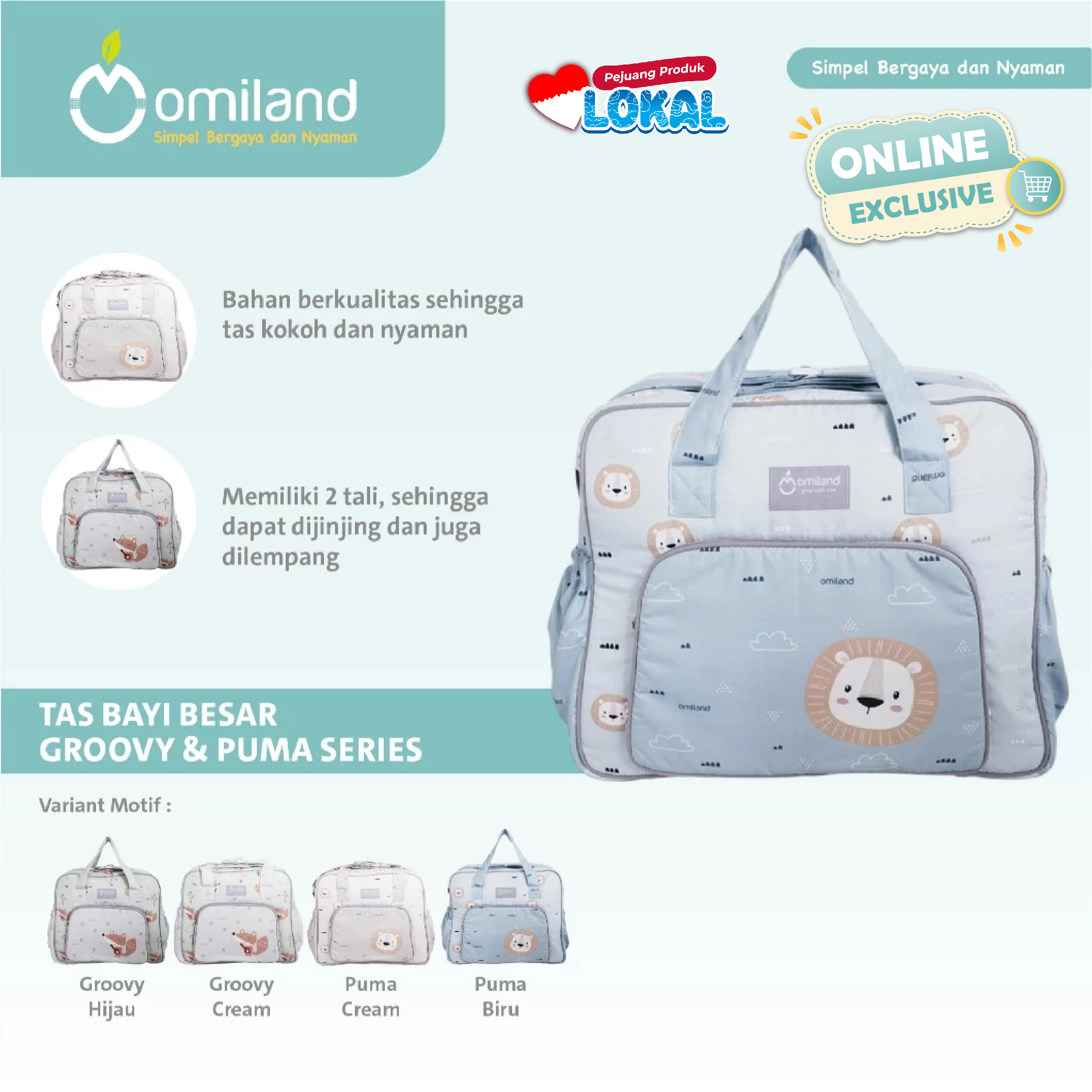 OMILAND Tas Bayi Besar Groovy & Puma Series