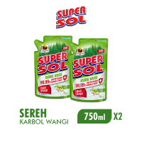 [Paket isi 2] SUPERSOL Karbol Sereh Pouch 750ml