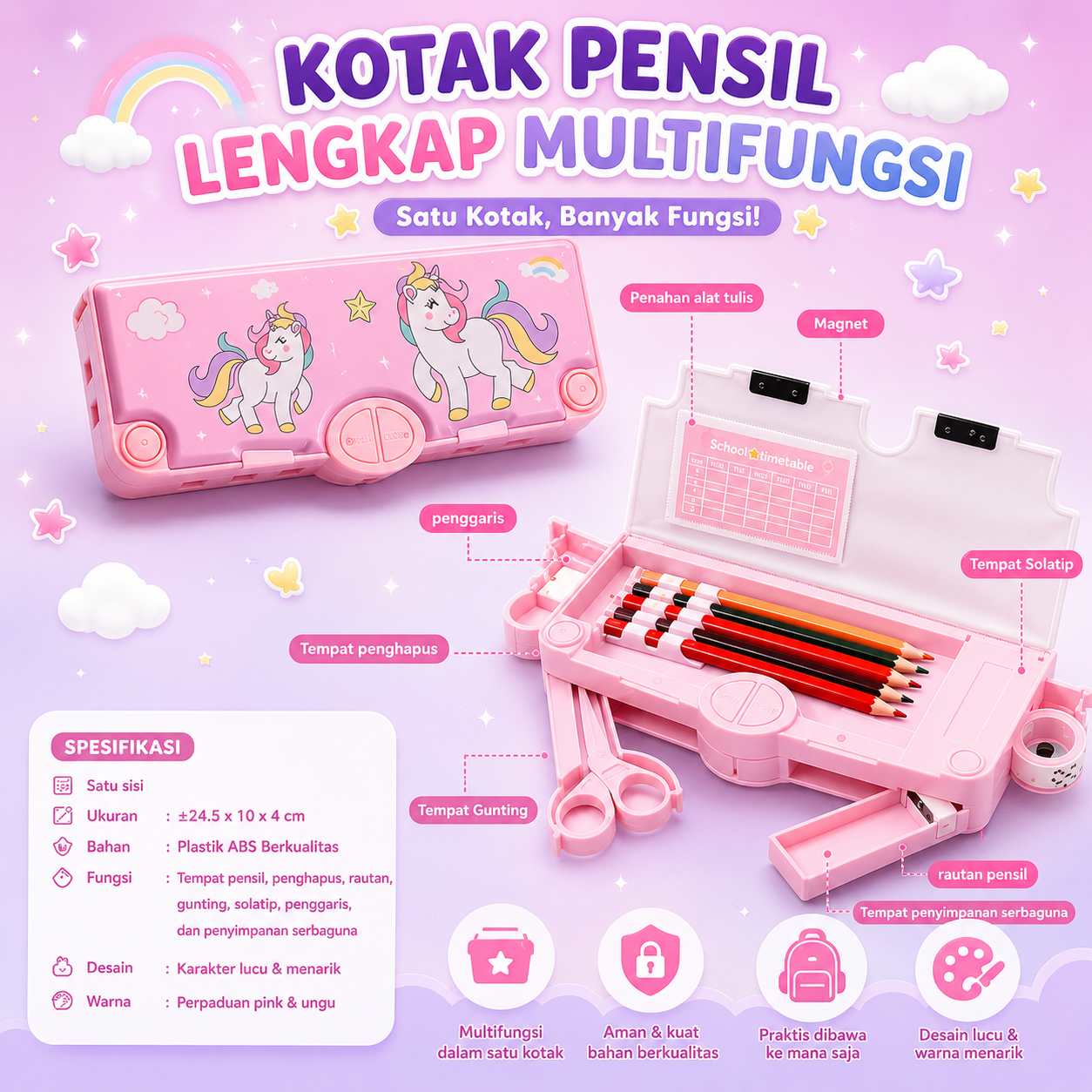 KOTAK PENSIL KARAKTER UK 245x100x35CM