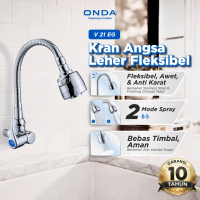 ONDA Kran Wastafel Cuci Piring V 21 EG Tembok 1/2 In Kran Air Cuci Piring Stainless Anti Bocor Kran Pencuci Piring Leher Angsa Selang Fleksibel Keran Kamar Mandi