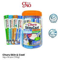 Inaba Ciao Churu SKIN & COAT Creamy Toples isi 50 pcs Snack / Cemilan Kucing Bulu & Kulit Cat Treat